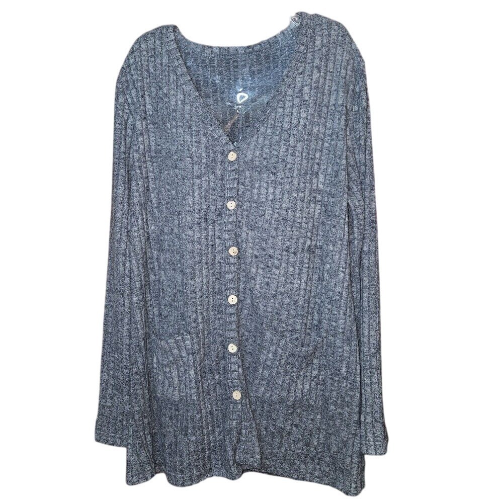 NWT Women's XXL Dark Grey Button Down Cardigan Sweater Plus Size Soft Knit